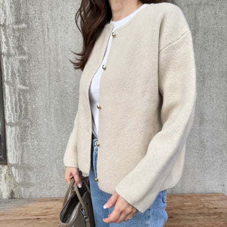 Wool knit cardigan(Ecru)