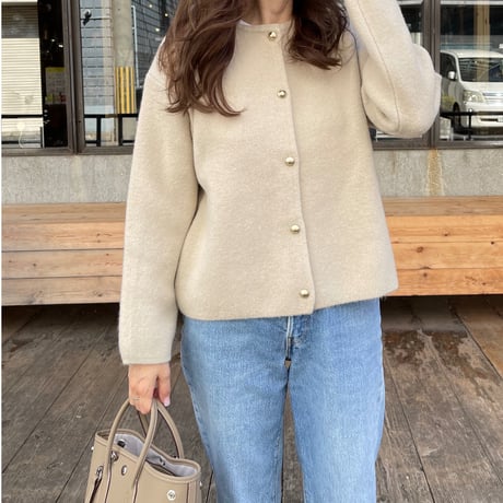 Wool knit cardigan(Ecru)