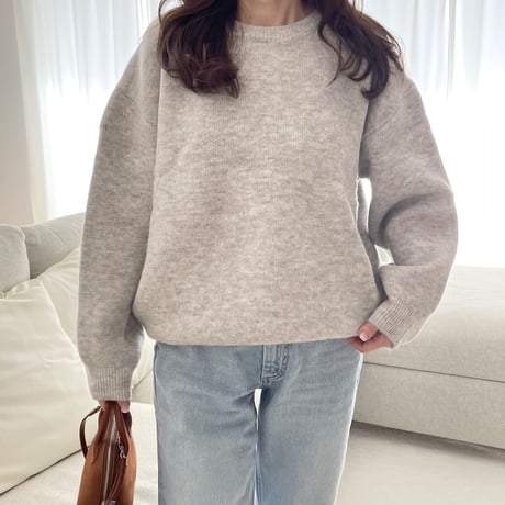 Over size wool knit(oatmeal)