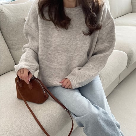 Over size wool knit(oatmeal)