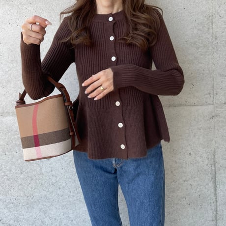 Flare knit cardigan(Brown)