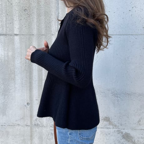 Flare knit cardigan(Black)