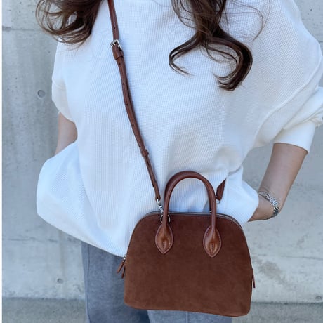Leather mini suede bag(Camel)