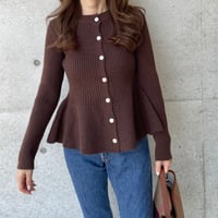 Flare knit cardigan(Brown)