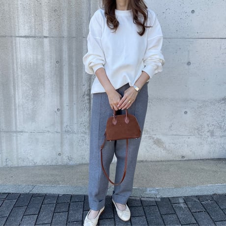 Waffle wide pullover(White)