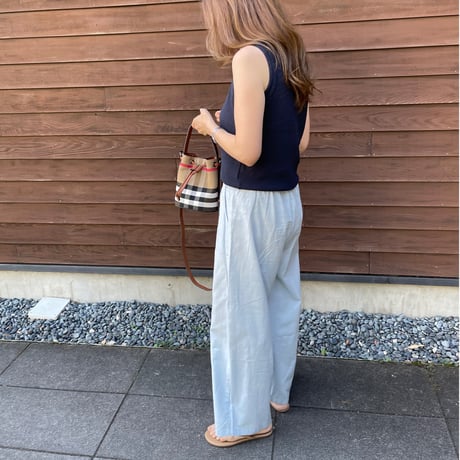 Linen wide pants(Light Blue)