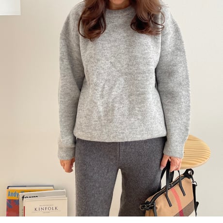 Over size wool knit(Gray)