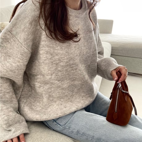 Over size wool knit(oatmeal)