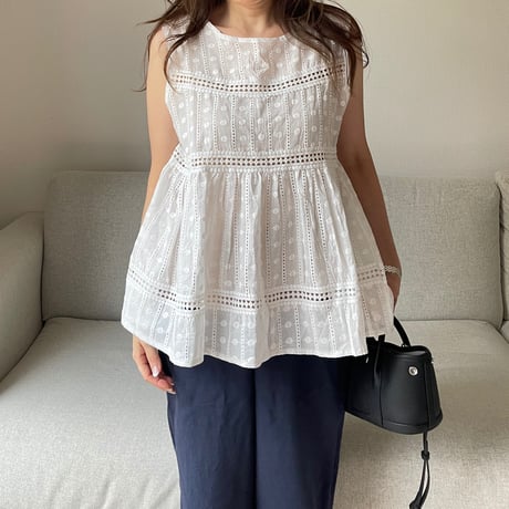Tiered lace tops(White)