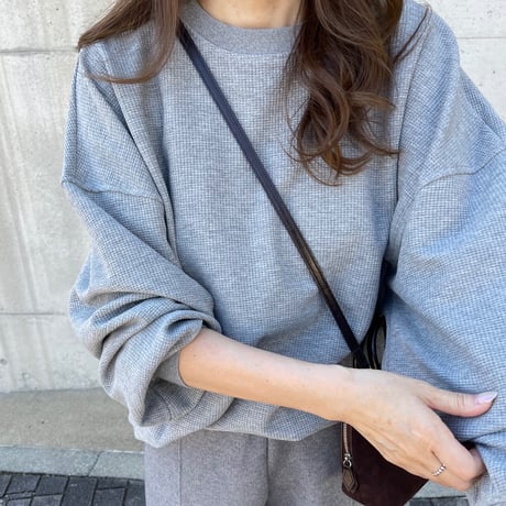 Waffle wide pullover(Gray)