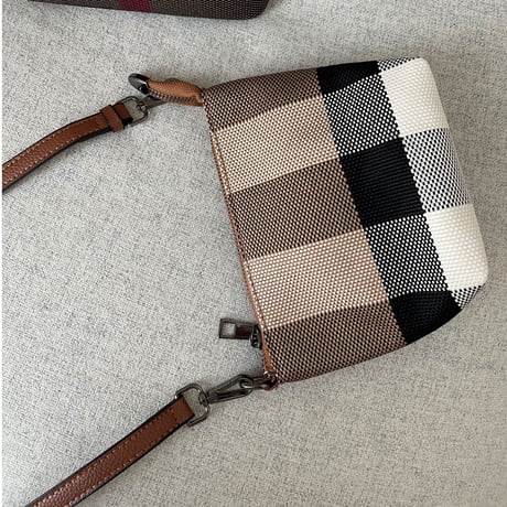Leather handle tote bag
