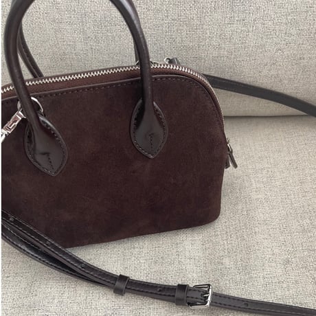 Leather mini suede bag(Brown)