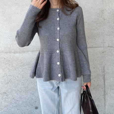 Flare knit cardigan(Gray)