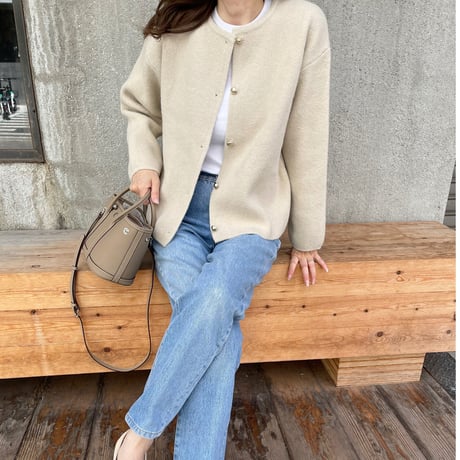 Wool knit cardigan(Ecru)