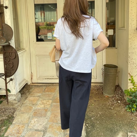 Linen wide pants(Navy)