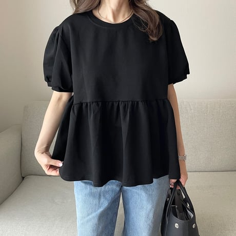 Balloon sleeve sweat(Black)
