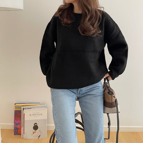 Over size wool knit(Black)