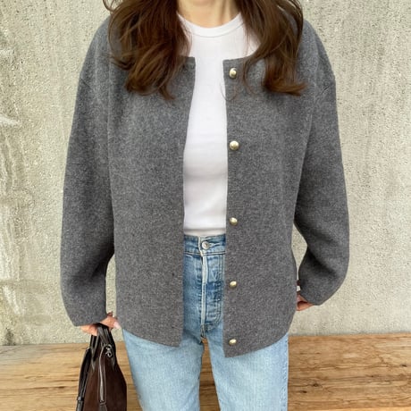 Wool knit cardigan(Gray)