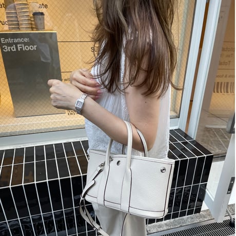 Leather midium tote bag(Ivory)