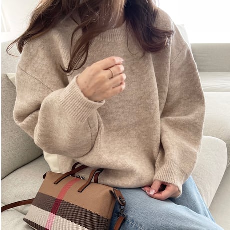 Over size wool knit(Beige)
