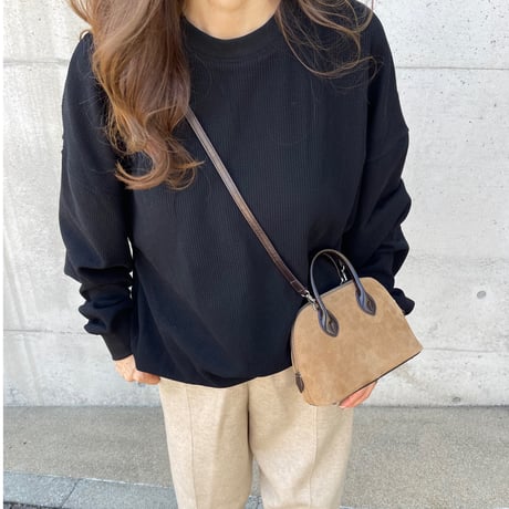 Leather mini suede bag(Beige)