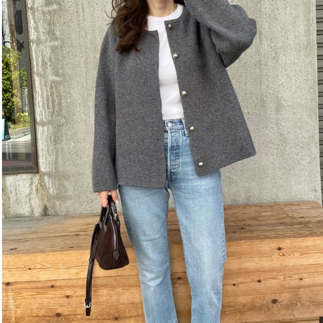 Wool knit cardigan(Gray)