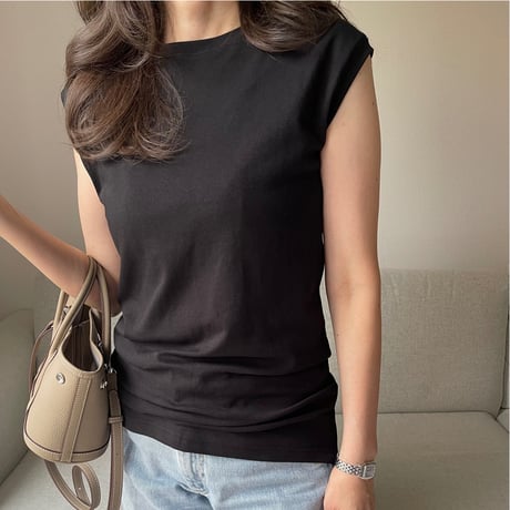 Sleeveless slit tank(Black)