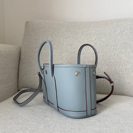 Leather midium tote bag(Blue)