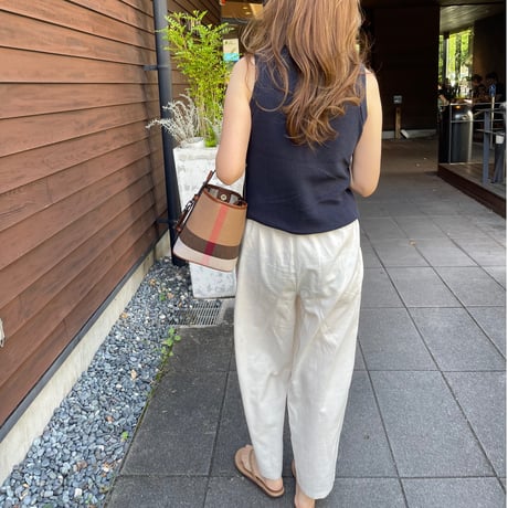 Linen wide pants(White)