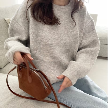 Over size wool knit(oatmeal)
