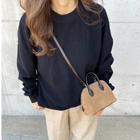 Waffle wide pullover(Black)
