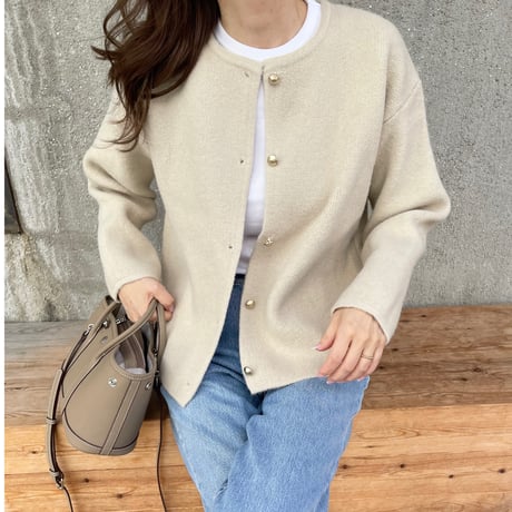 Wool knit cardigan(Ecru)