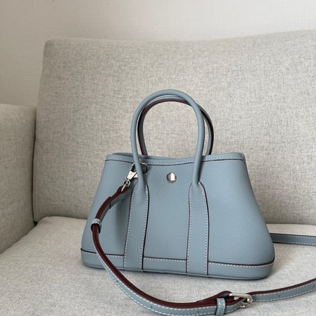 Leather midium tote bag(Blue)