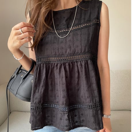 Tiered lace tops(Black)