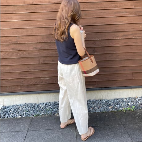 Linen wide pants(White)