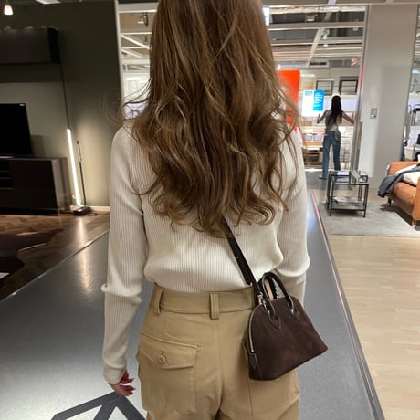 Leather mini suede bag(Brown)