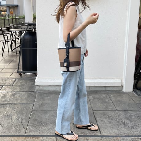 Leather bucket bag(Black)