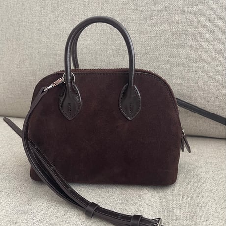 Leather mini suede bag(Brown)