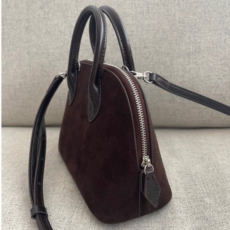 Leather mini suede bag(Brown)