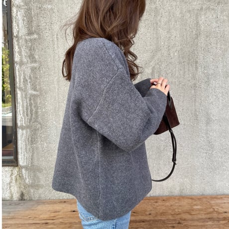 Wool knit cardigan(Gray)
