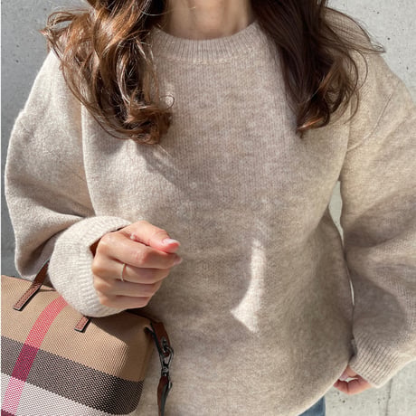 Over size wool knit(Beige)
