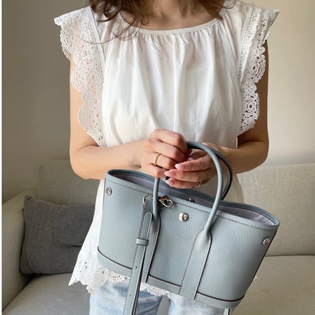 Leather midium tote bag(Blue)