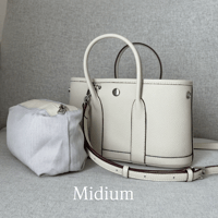 Leather midium tote bag(Ivory)