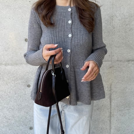 Flare knit cardigan(Gray)