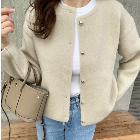 Wool knit cardigan(Ecru)