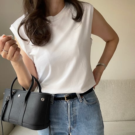 Leather midium tote bag(Black)