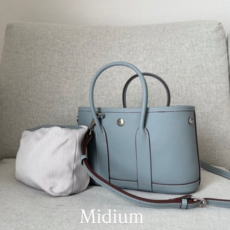 Leather midium tote bag(Blue)
