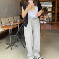 Ribbon sweat pants(Gray)