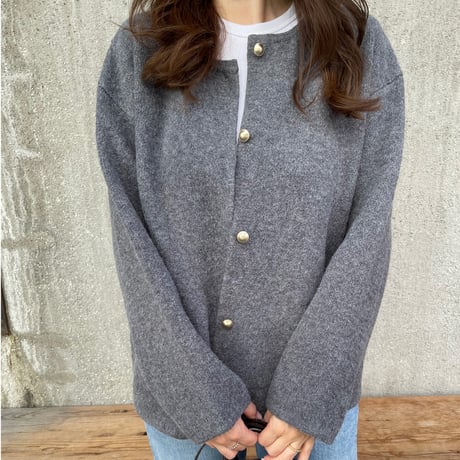 Wool knit cardigan(Gray)