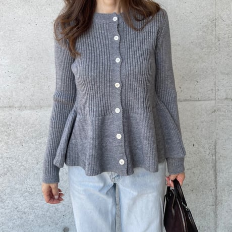 Flare knit cardigan(Gray)